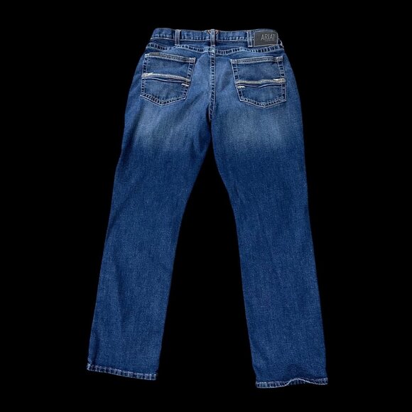 Ariat M5 Straight Fit Mens Jeans Size Denim Blue Mid Wash Straight Leg 38 x 34 - Picture 3 of 8